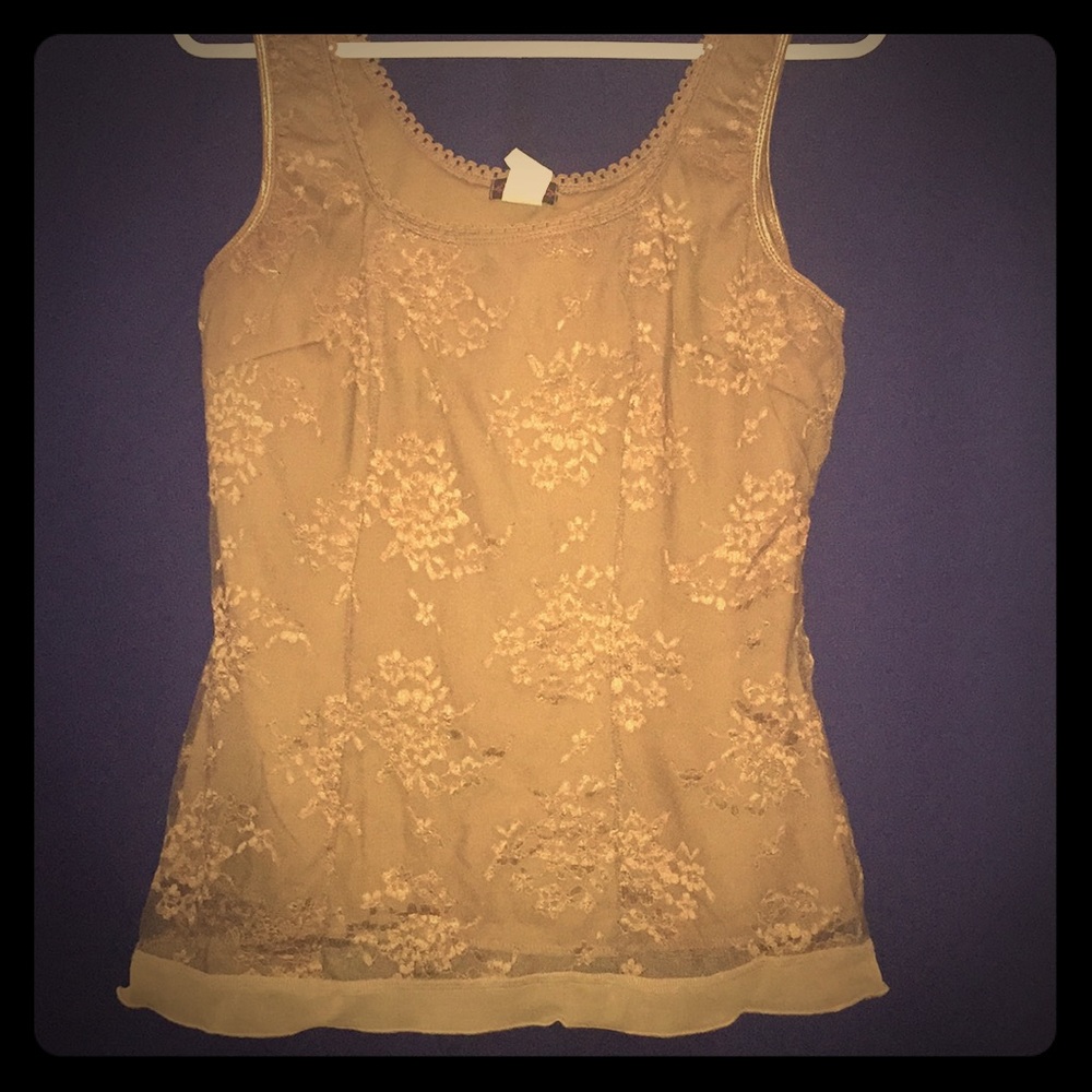 Cocomo Brown Tank w/ Lace Overlay & Bra Padding XL